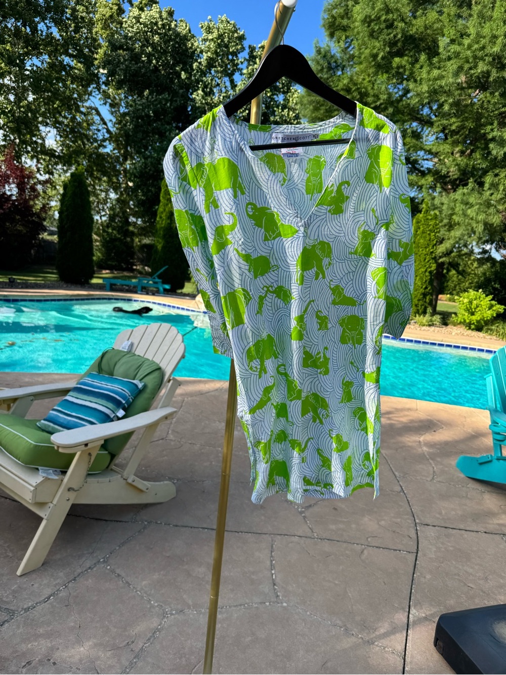 Gretchen Scott Designs Lime Green & White Elephant Print Mini Dress XS - Picture 5 of 8